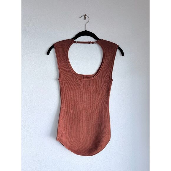 NWOT Modern Citizen Alexis Knit Open Back Scoopneck Tank Sweater in Burnt Sienna - Picture 5 of 11